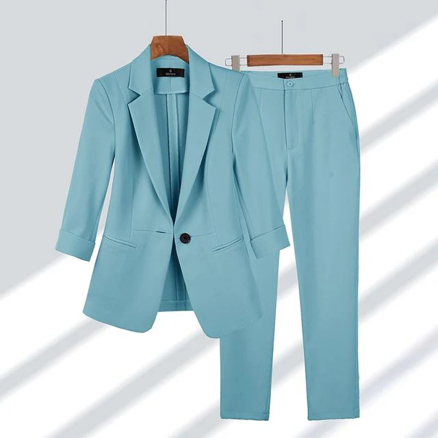 Women's Pantsuit – Fitted Blazer & Straight Trousers – Business Elegant Look - Image 3