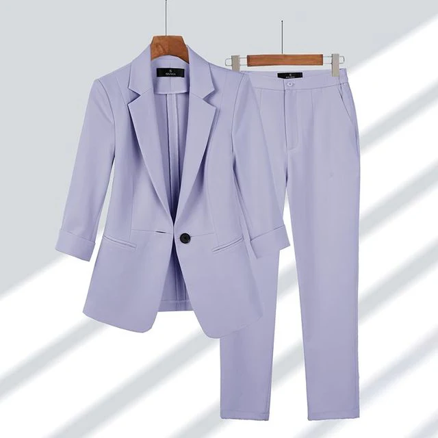 Women's Pantsuit – Fitted Blazer & Straight Trousers – Business Elegant Look - Image 4