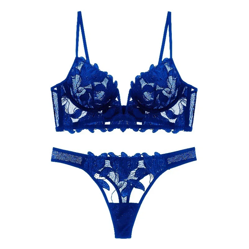 Ladies Lingerie Set – Bralette with Lace and Floral Embroidery – Adjustable Straps - Image 10