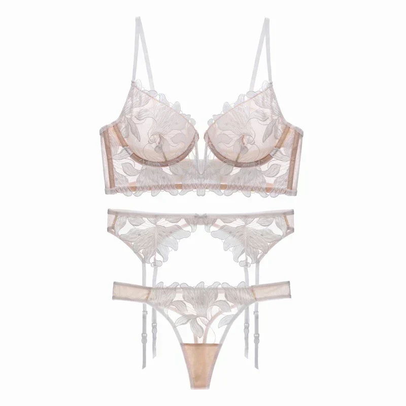 Ladies Lingerie Set – Bralette with Lace and Floral Embroidery – Adjustable Straps - Image 11