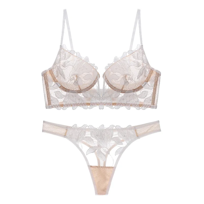 Ladies Lingerie Set – Bralette with Lace and Floral Embroidery – Adjustable Straps - Image 8