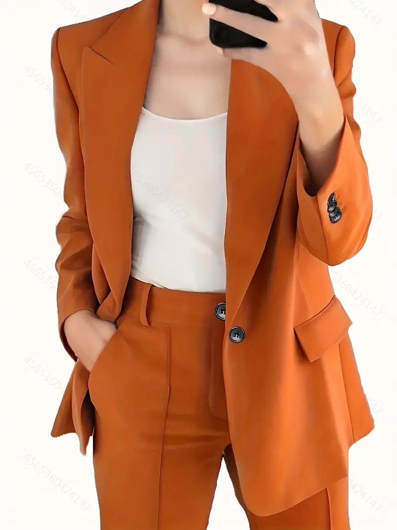Women's Blazer and Pants Set – Tailored Fit – Straight Legs – Classic Design - Image 3