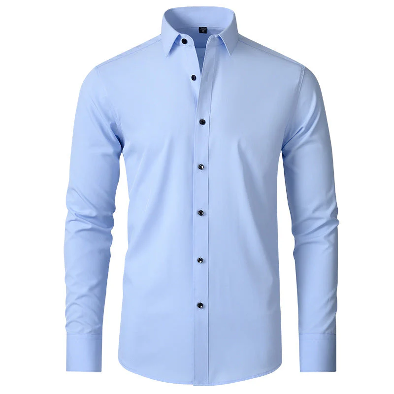 Men's Shirt - Slim Fit - Non-Iron Stretch - Long Sleeve Pocketless Design - Image 11