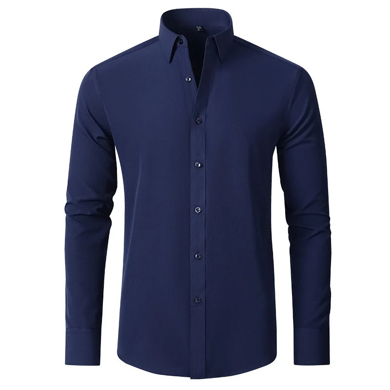 Men's Shirt - Slim Fit - Non-Iron Stretch - Long Sleeve Pocketless Design - Image 12