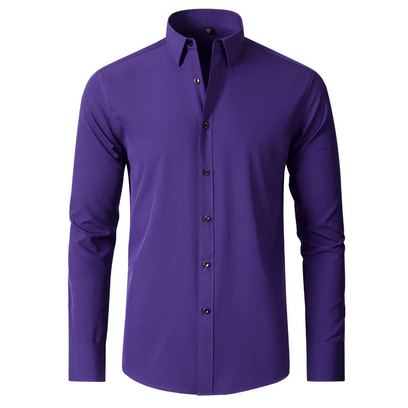 Men's Shirt - Slim Fit - Non-Iron Stretch - Long Sleeve Pocketless Design - Image 13
