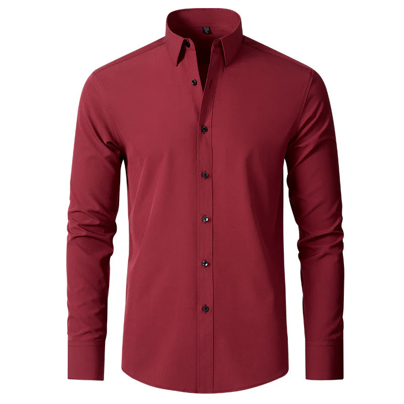 Men's Shirt - Slim Fit - Non-Iron Stretch - Long Sleeve Pocketless Design - Image 16