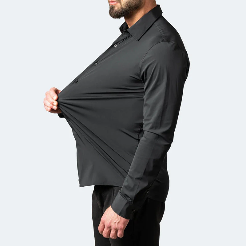 Men's Shirt - Slim Fit - Non-Iron Stretch - Long Sleeve Pocketless Design - Image 2
