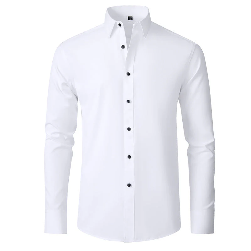 Men's Shirt - Slim Fit - Non-Iron Stretch - Long Sleeve Pocketless Design - Image 9
