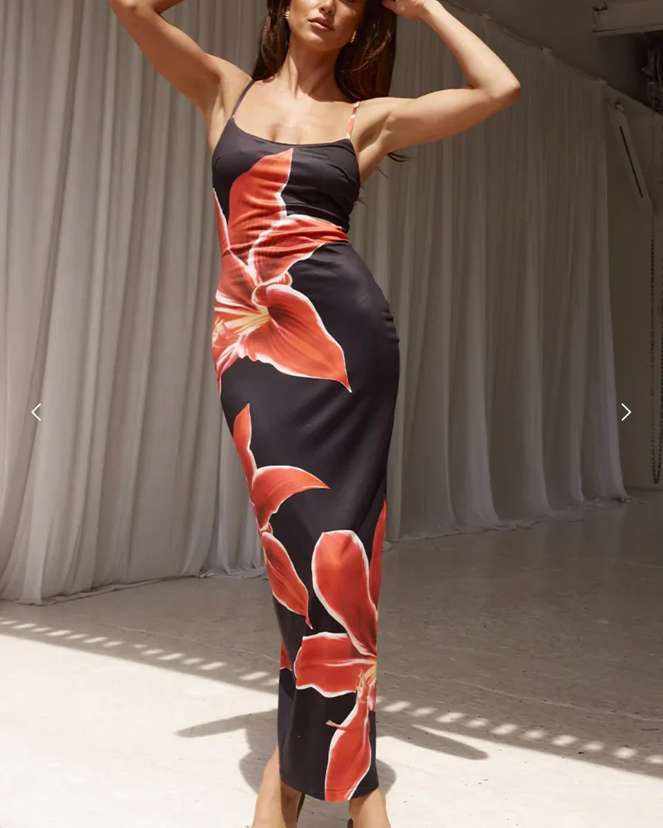 Women's Dress - Maxi Length - Slim Fit - Spaghetti Straps - Lightweight Elegant Style - Image 5