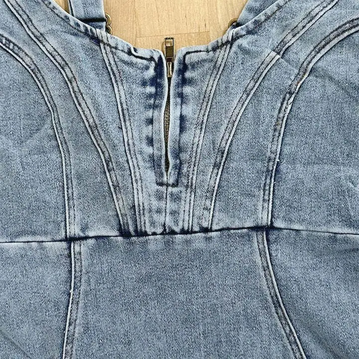 Women's Denim Dress – Front Button Closure – Sleeveless – Split – Tailored Fit - Image 5