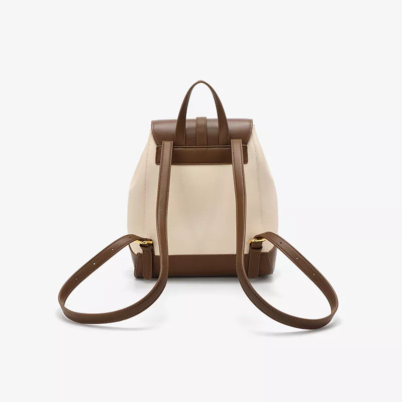 Women's Backpack - Genuine Leather - Adjustable Shoulder Straps - Flap Closure with Twist Lock - Image 2