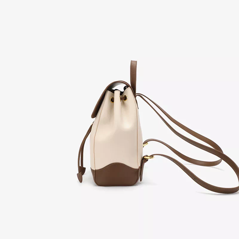 Women's Backpack - Genuine Leather - Adjustable Shoulder Straps - Flap Closure with Twist Lock - Image 3