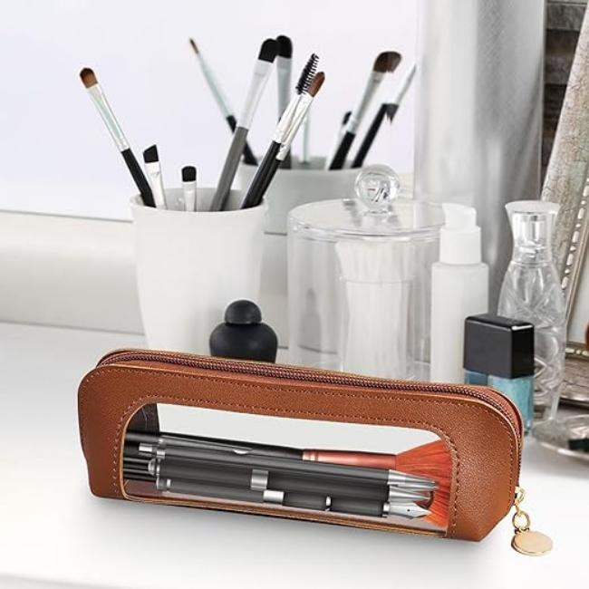 Case - Transparent Design - Faux Leather Finish - Zipper Closure - Practical Organizer - Image 6