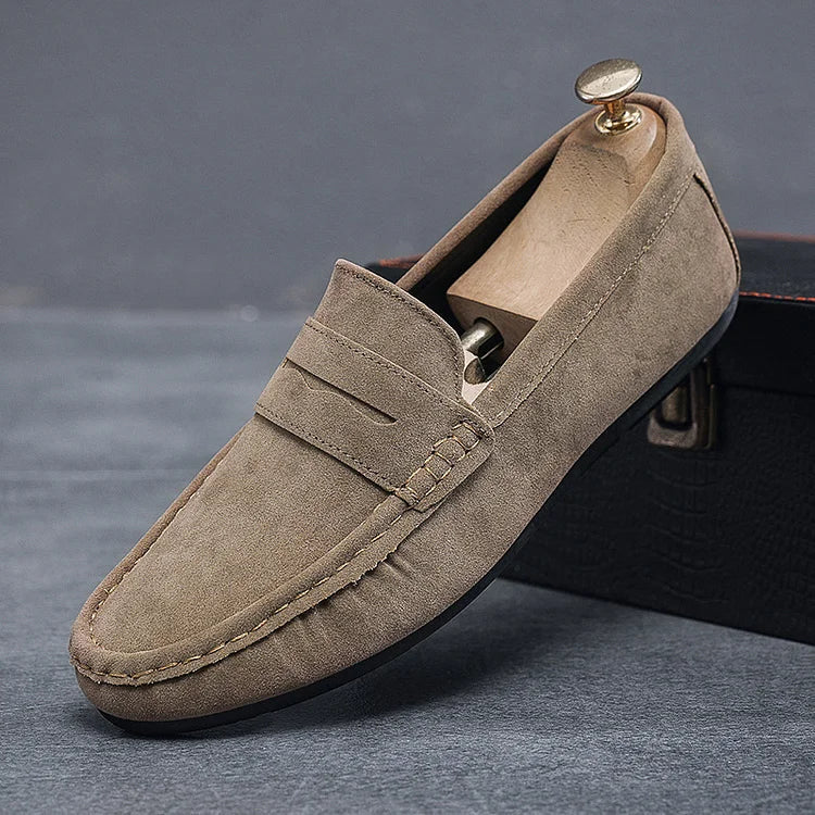 Men's Loafers - Suede - Slip-on Penny Design - Rubber Sole - Casual to Smart - Image 2