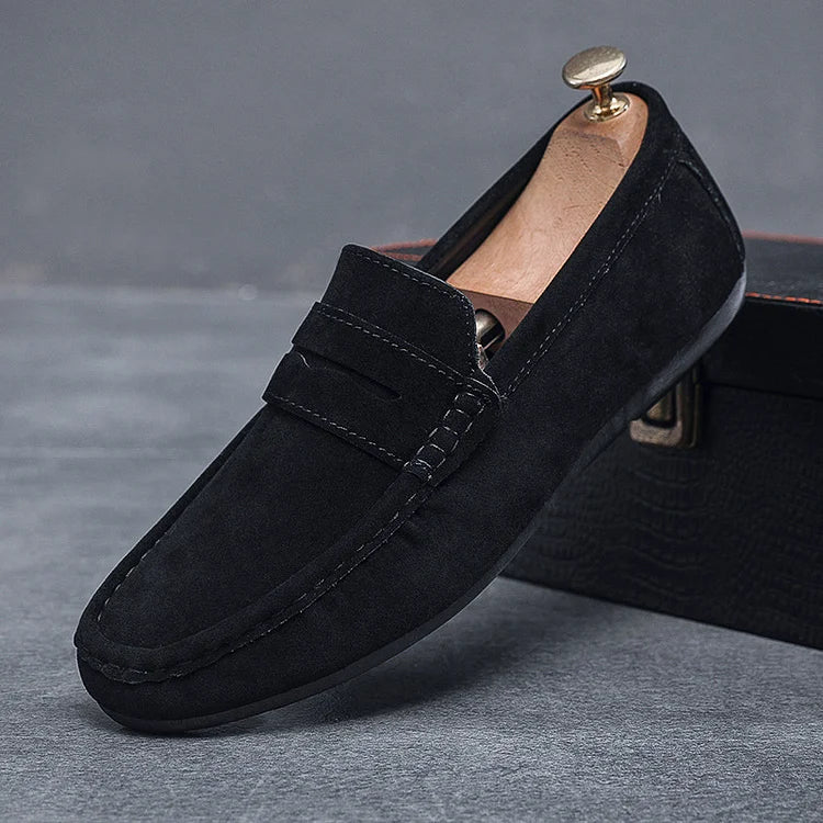 Men's Loafers - Suede - Slip-on Penny Design - Rubber Sole - Casual to Smart - Image 3