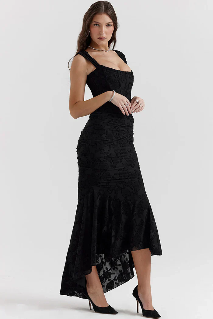 Ladies Evening Dress - Lace - Off Shoulder - Asymmetrical Hem - Tailored Fit - Image 14