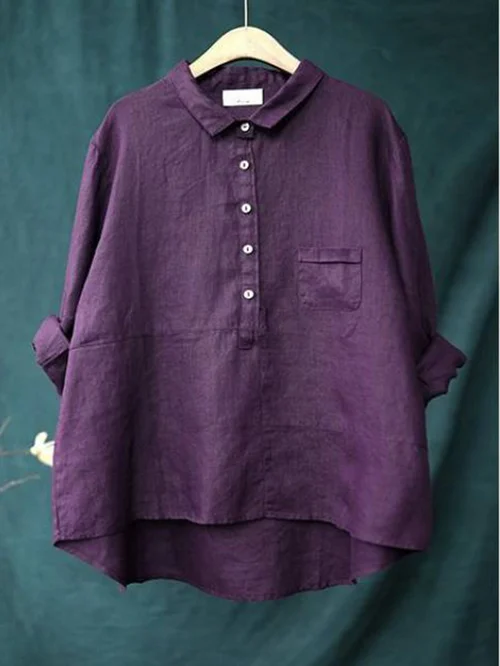 Women's Linen Shirt – Relaxed Fit – Long Sleeve – Breathable – Classic Collar - Image 5