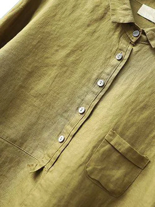 Women's Linen Shirt – Relaxed Fit – Long Sleeve – Breathable – Classic Collar - Image 7