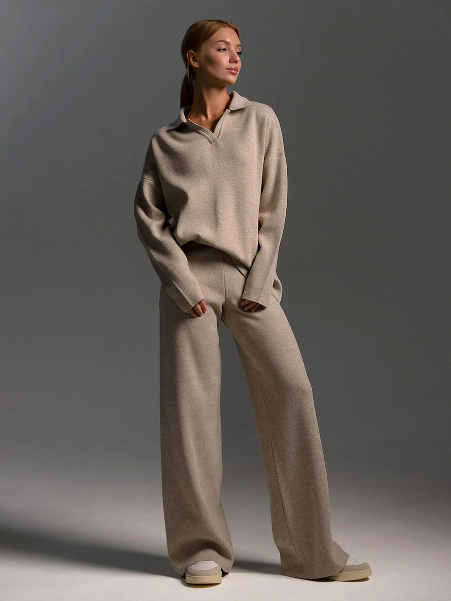 Women's Knit Sweater - Loose Fit - Polo Collar - Long Sleeves - Comfortable Casual - Image 10