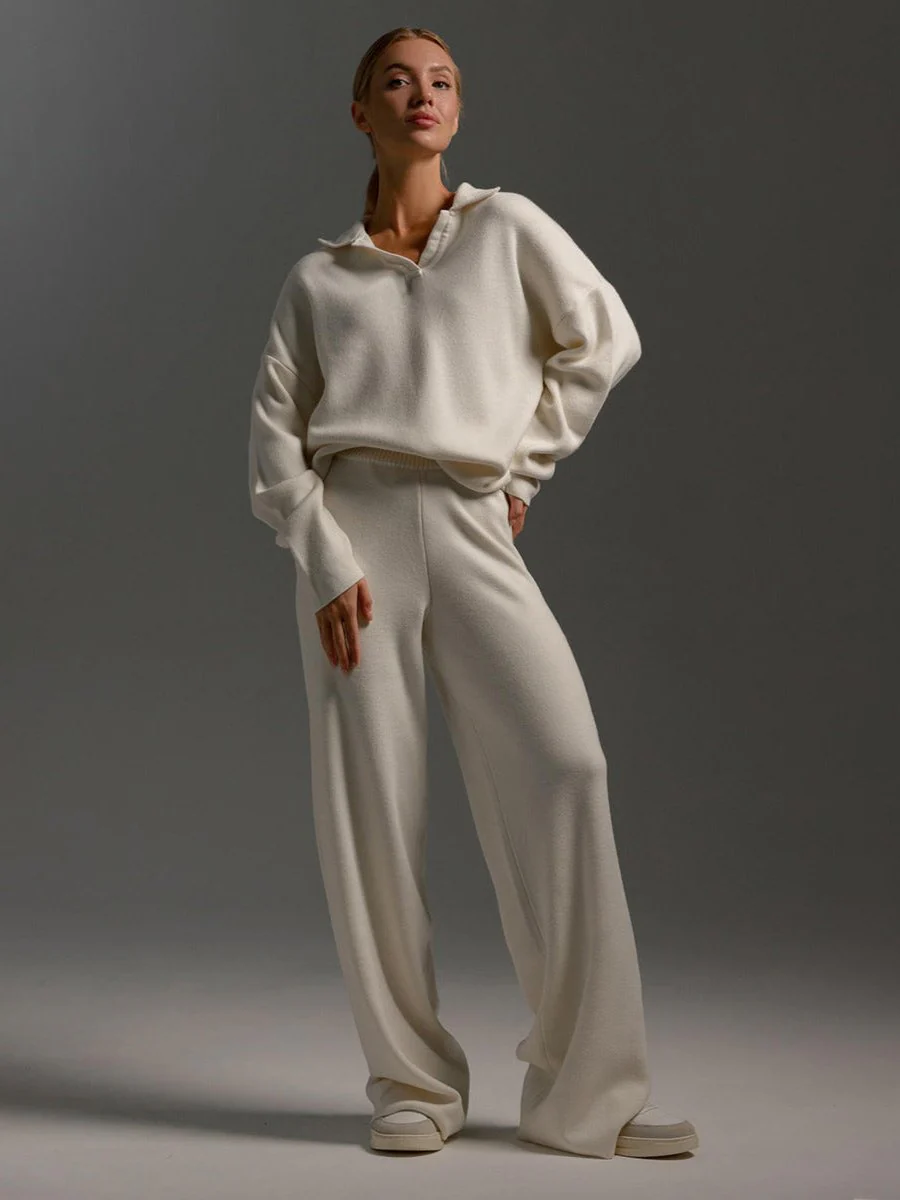 Women's Knit Sweater - Loose Fit - Polo Collar - Long Sleeves - Comfortable Casual - Image 4