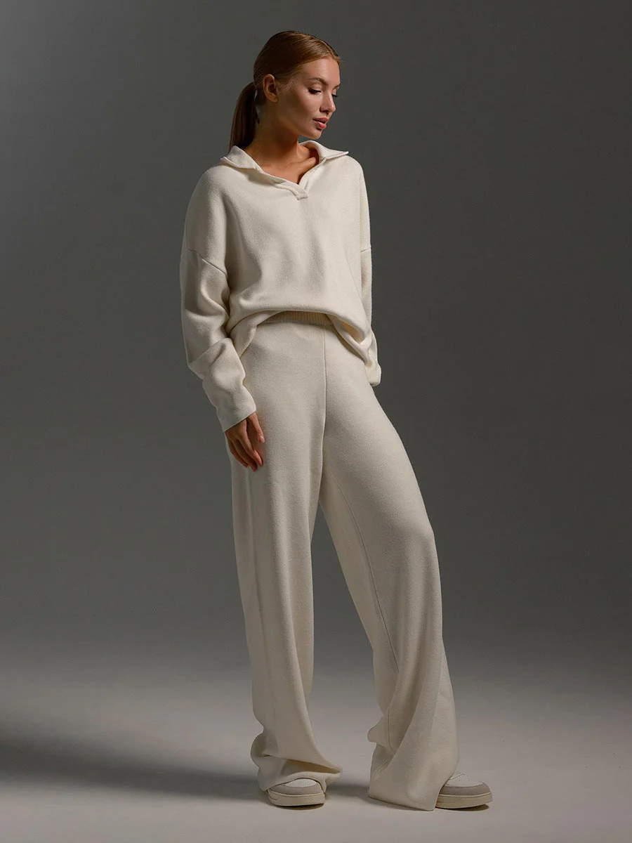 Women's Knit Sweater - Loose Fit - Polo Collar - Long Sleeves - Comfortable Casual - Image 5