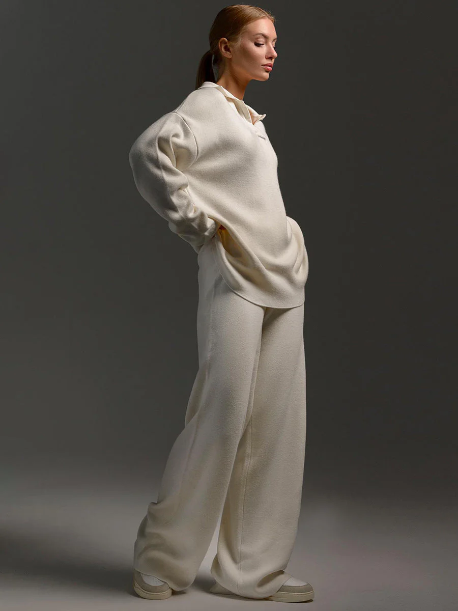 Women's Knit Sweater - Loose Fit - Polo Collar - Long Sleeves - Comfortable Casual - Image 6