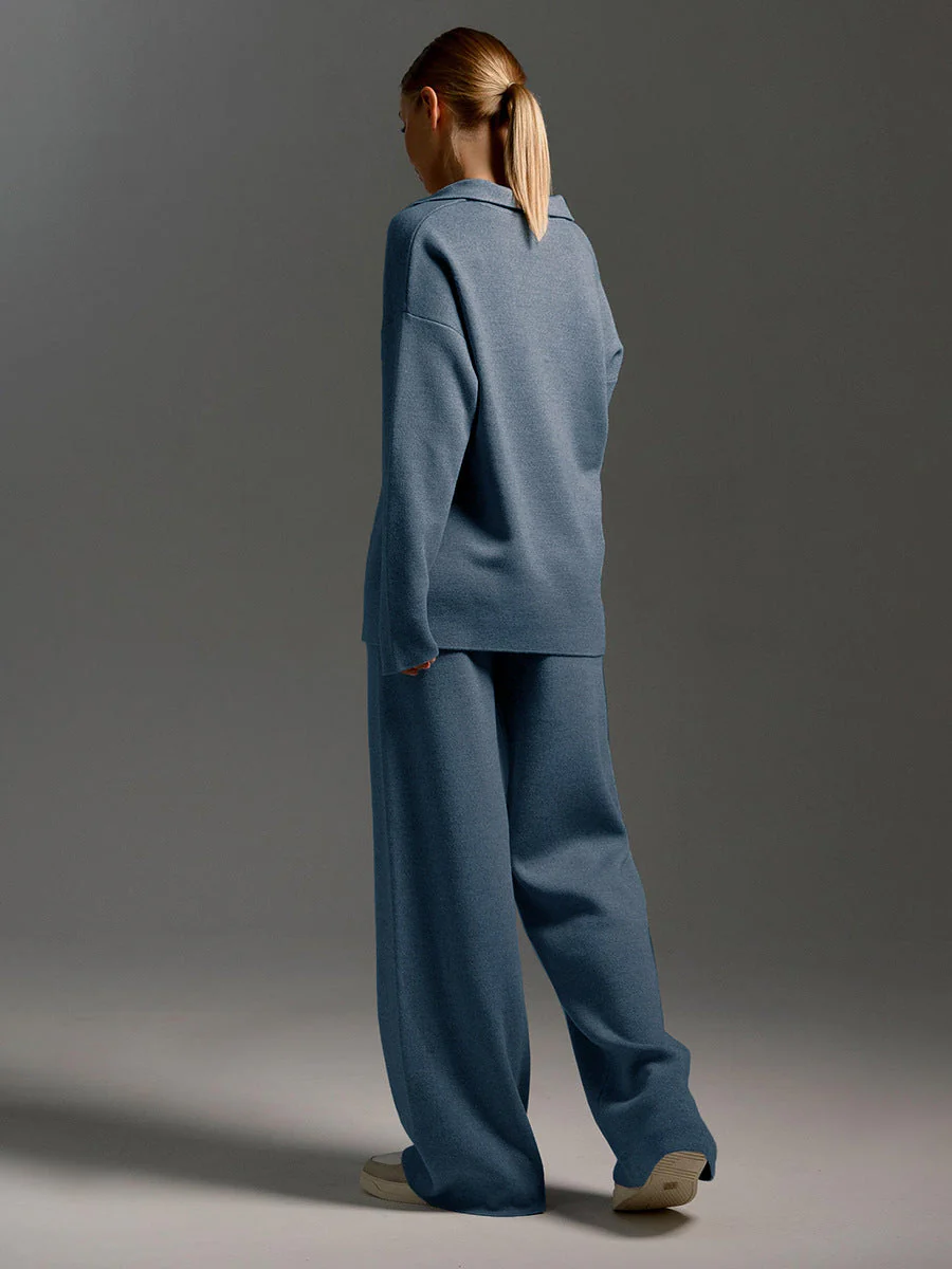 Women's Knit Sweater - Loose Fit - Polo Collar - Long Sleeves - Comfortable Casual - Image 9