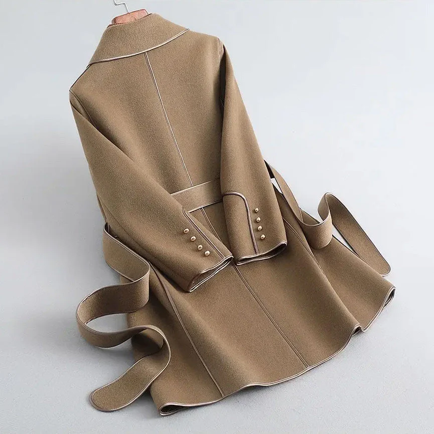 Alice Relaxed Fit Double-Breasted Coat | Belted Collared Coat - Image 6