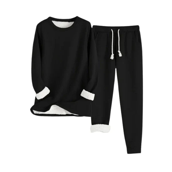 Women's Lounge Set – Fleece Lined – Jogging Pants with Drawstring – Soft Sweater with Round Neck - Image 4