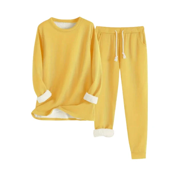 Women's Lounge Set – Fleece Lined – Jogging Pants with Drawstring – Soft Sweater with Round Neck - Image 5