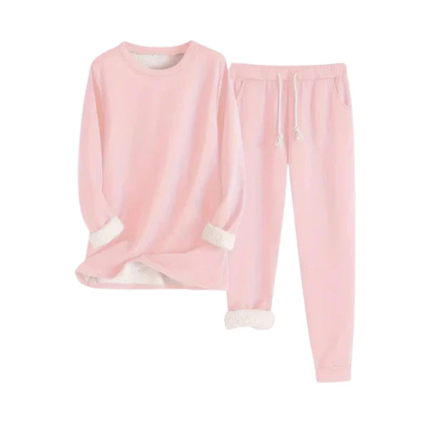 Women's Lounge Set – Fleece Lined – Jogging Pants with Drawstring – Soft Sweater with Round Neck - Image 6