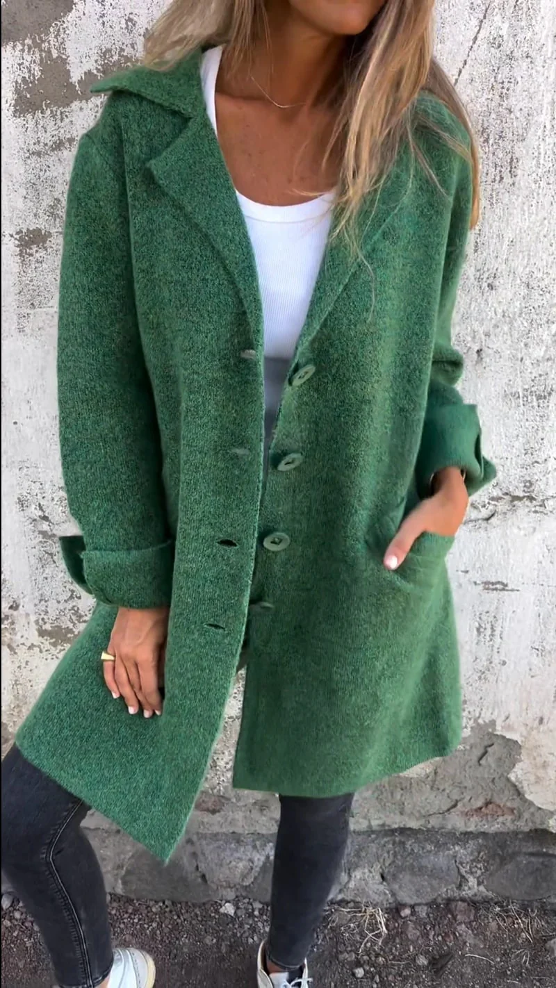 Women's Long Coat - Wool Mix - Tailored Fit - Classic With Button Closure - Image 3