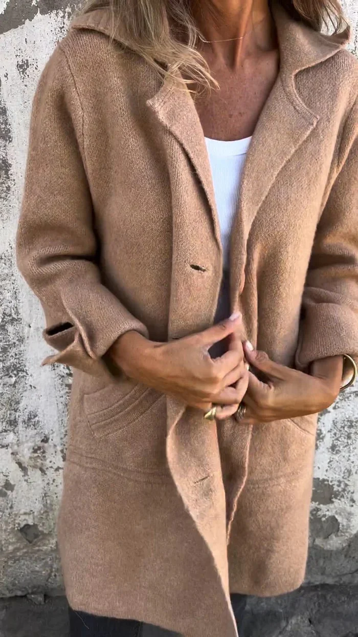 Women's Long Coat - Wool Mix - Tailored Fit - Classic With Button Closure - Image 4