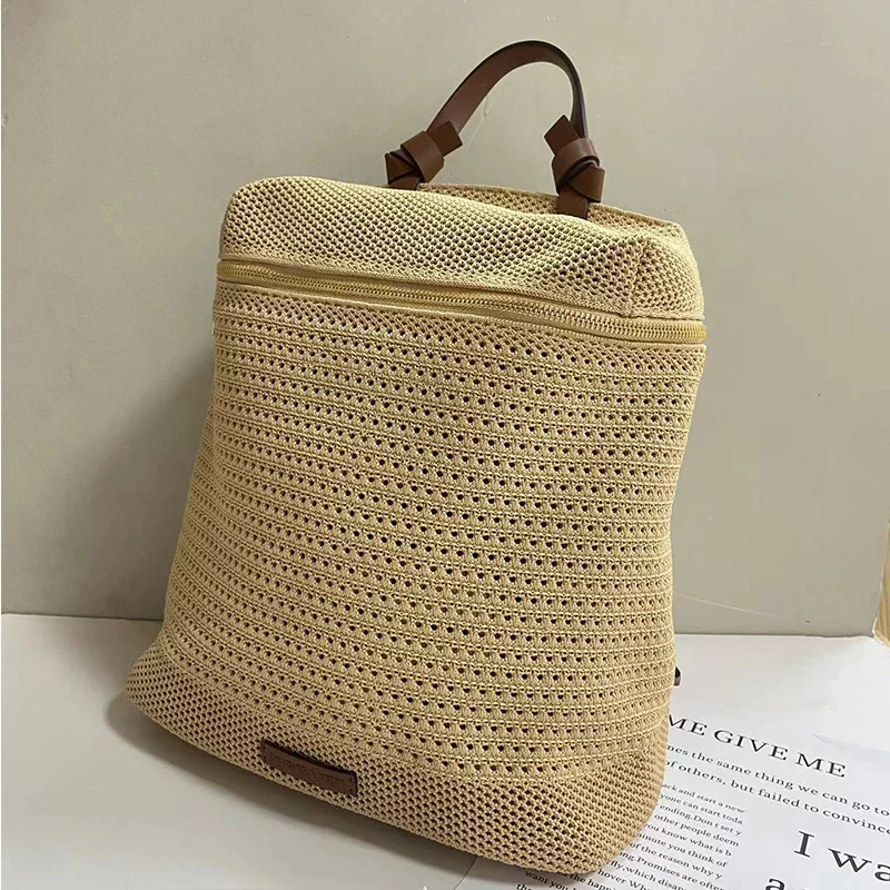 Women's Backpack – Woven Texture – Adjustable Straps – Zipper Closure – Fashionable Design - Image 4