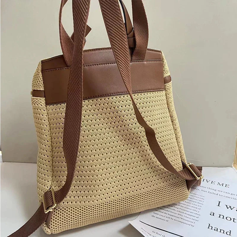 Women's Backpack – Woven Texture – Adjustable Straps – Zipper Closure – Fashionable Design - Image 5