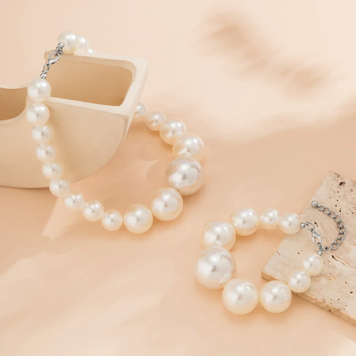 Amelia Choker Necklace And Drop Earrings Jewelry Set | Pearl Bead Jewelry Set - Image 10