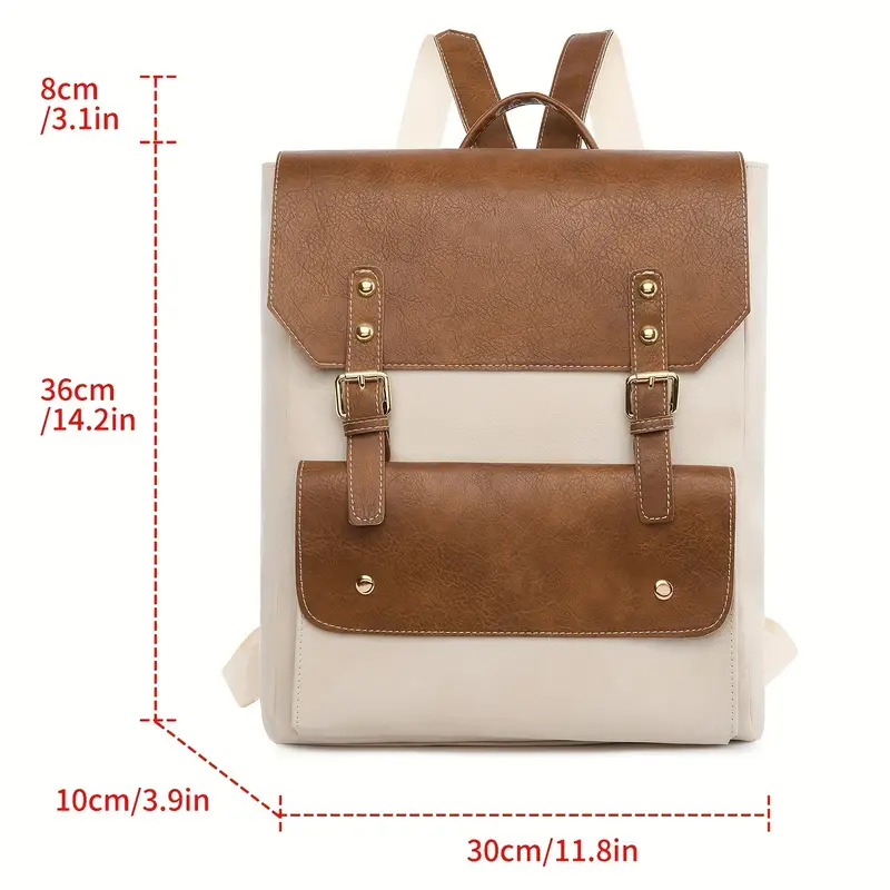 Unisex Backpack – Canvas & Faux Leather – Adjustable Shoulder Straps – Buckle Closure – Lightweight - Image 12