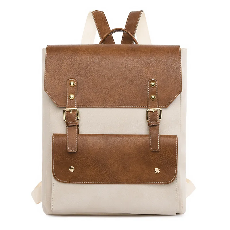 Unisex Backpack – Canvas & Faux Leather – Adjustable Shoulder Straps – Buckle Closure – Lightweight - Image 13