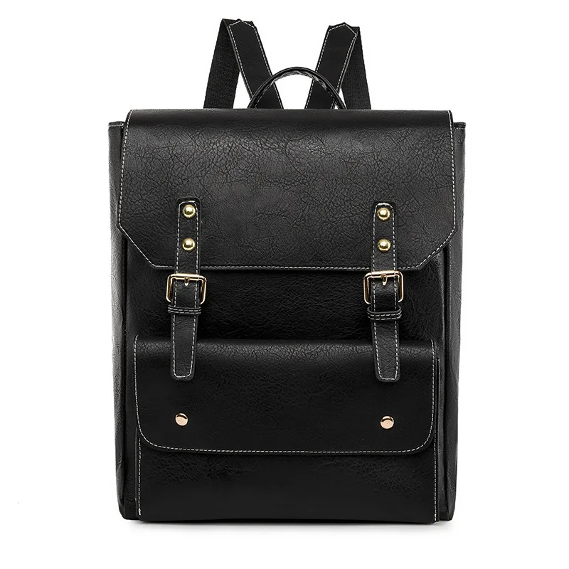 Unisex Backpack – Canvas & Faux Leather – Adjustable Shoulder Straps – Buckle Closure – Lightweight - Image 15