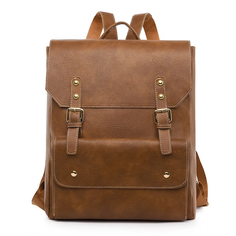 Unisex Backpack – Canvas & Faux Leather – Adjustable Shoulder Straps – Buckle Closure – Lightweight - Image 16