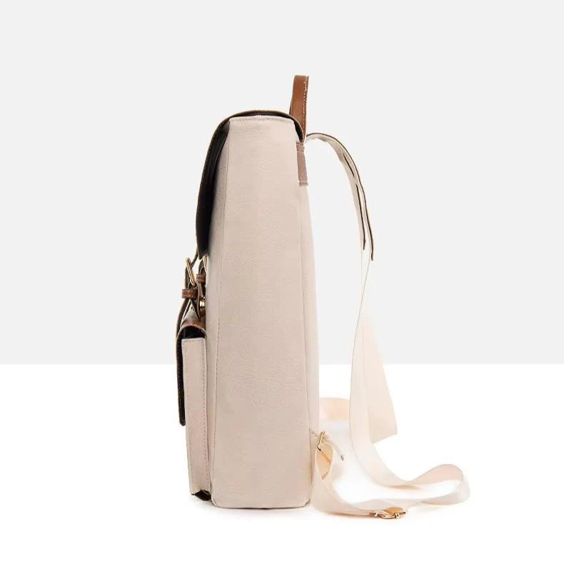 Unisex Backpack – Canvas & Faux Leather – Adjustable Shoulder Straps – Buckle Closure – Lightweight - Image 3