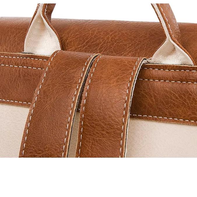 Unisex Backpack – Canvas & Faux Leather – Adjustable Shoulder Straps – Buckle Closure – Lightweight - Image 9