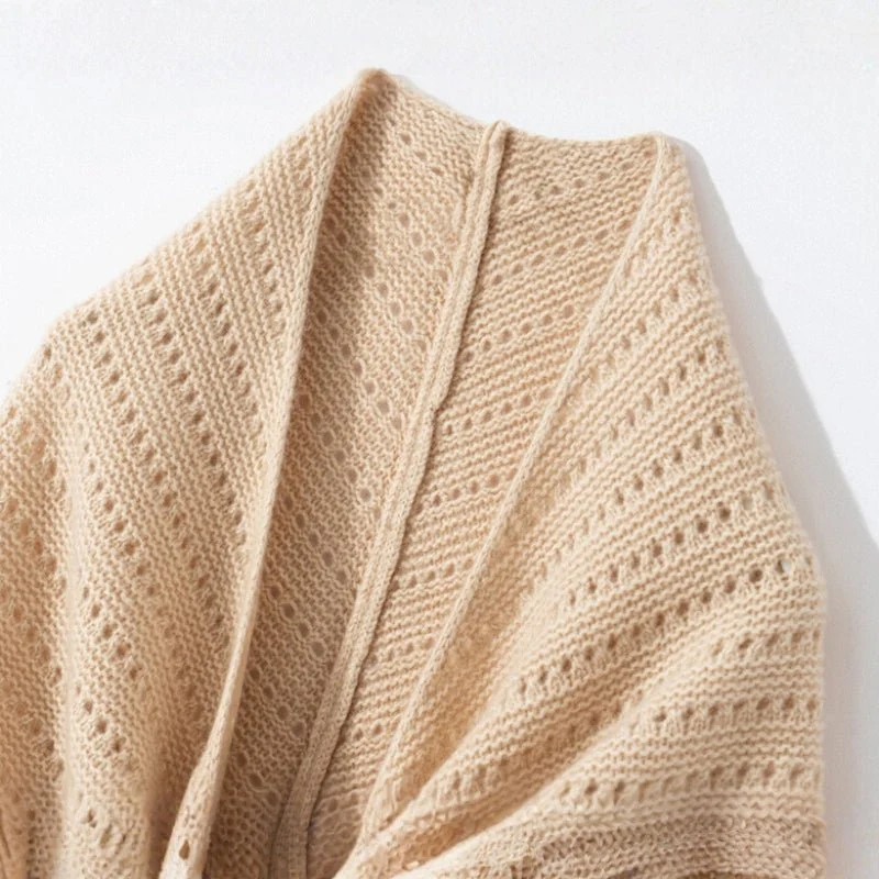 Amelia Draped Shawl | Eyelet Knit Extended Shawl - Image 5
