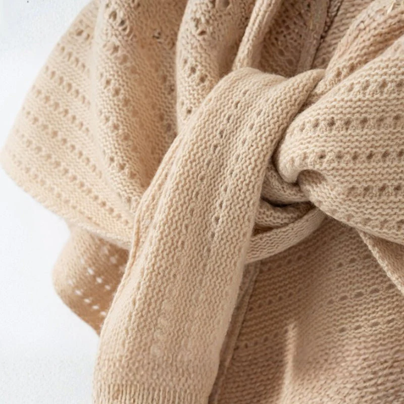 Amelia Draped Shawl | Eyelet Knit Extended Shawl - Image 6