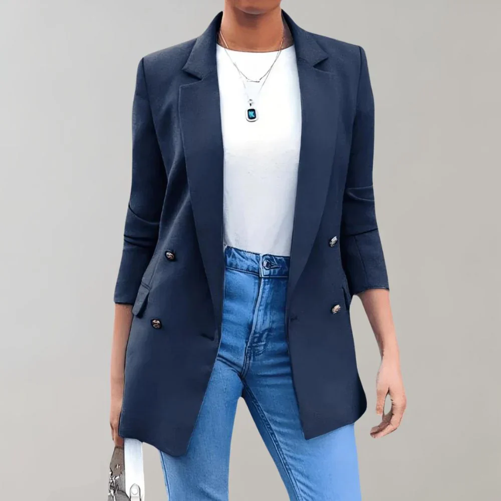 Ladies Blazer - Double Breasted - Fitted Model - 3/4 Sleeve - Notched Lapel - Image 3