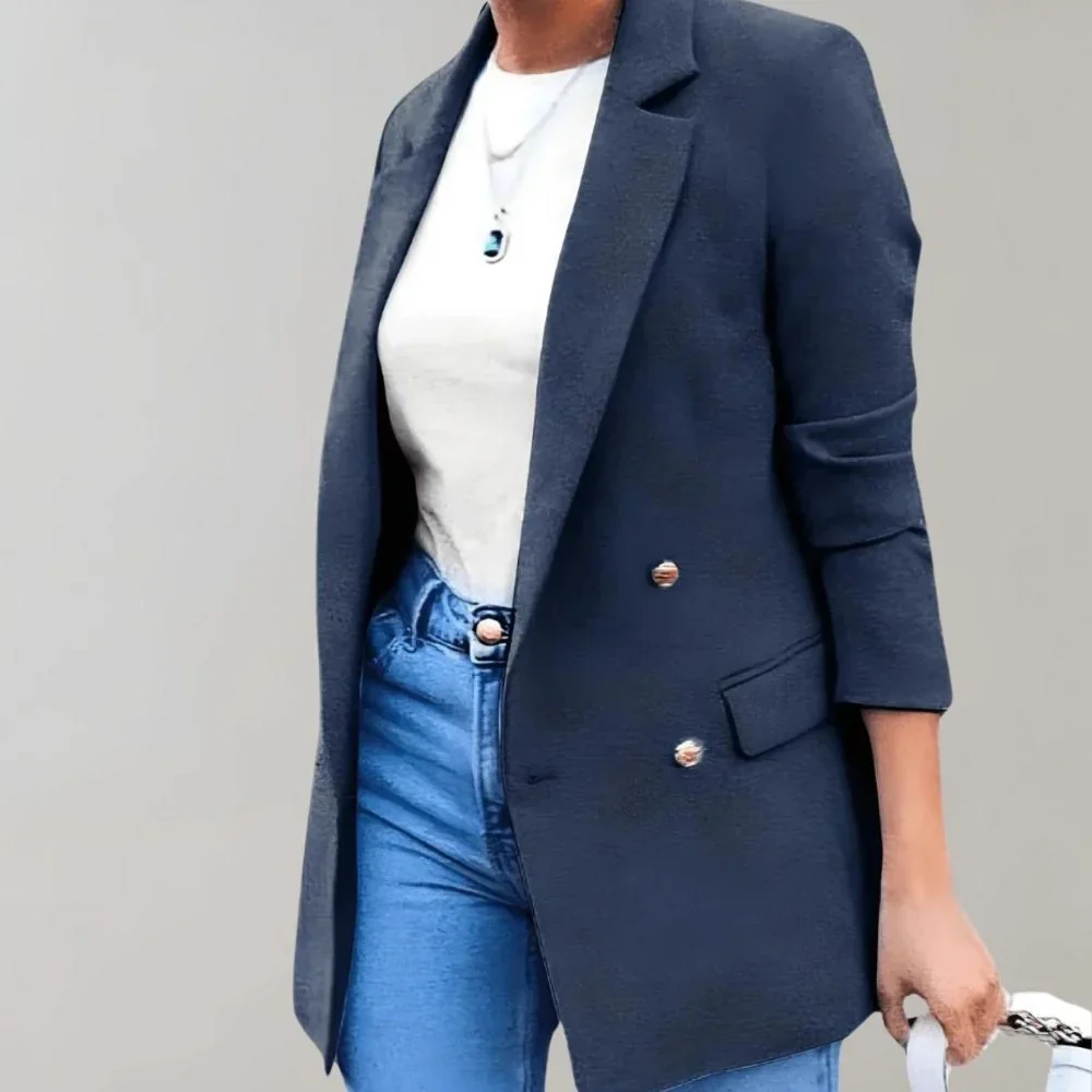 Ladies Blazer - Double Breasted - Fitted Model - 3/4 Sleeve - Notched Lapel - Image 4