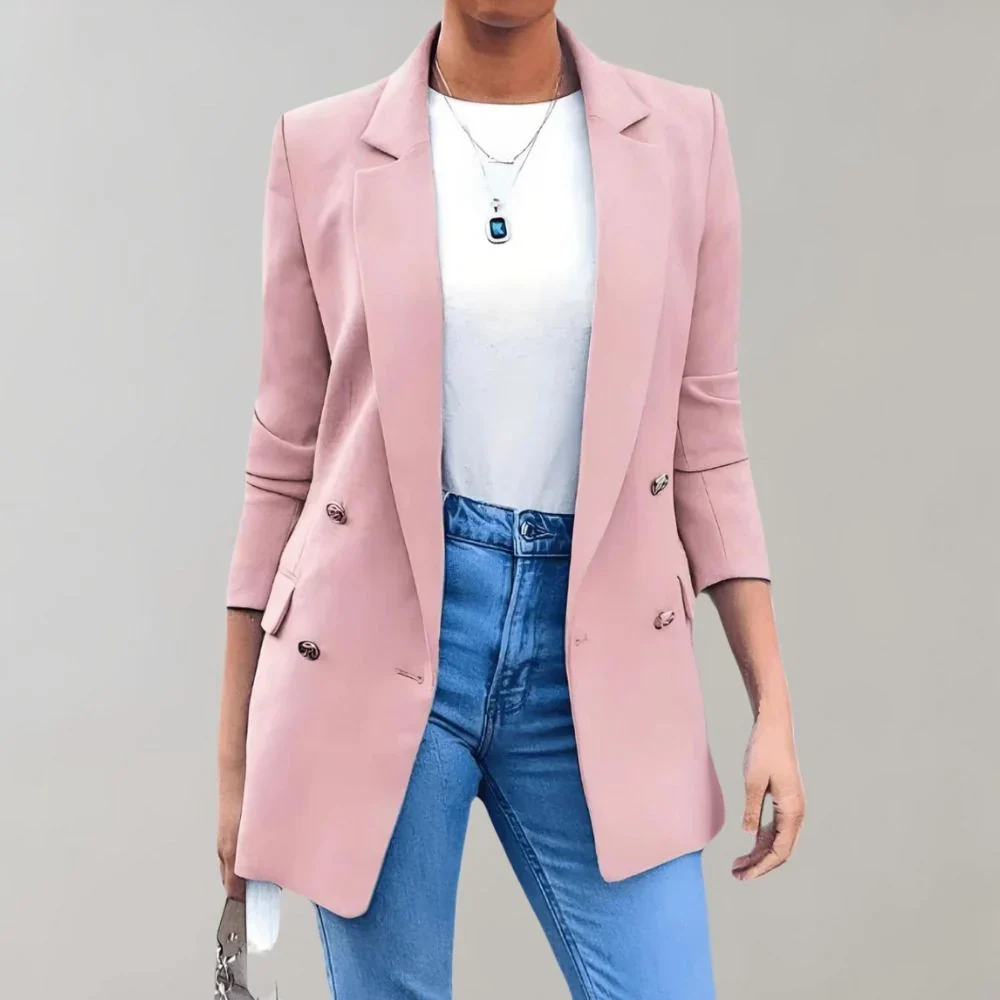 Ladies Blazer - Double Breasted - Fitted Model - 3/4 Sleeve - Notched Lapel - Image 5