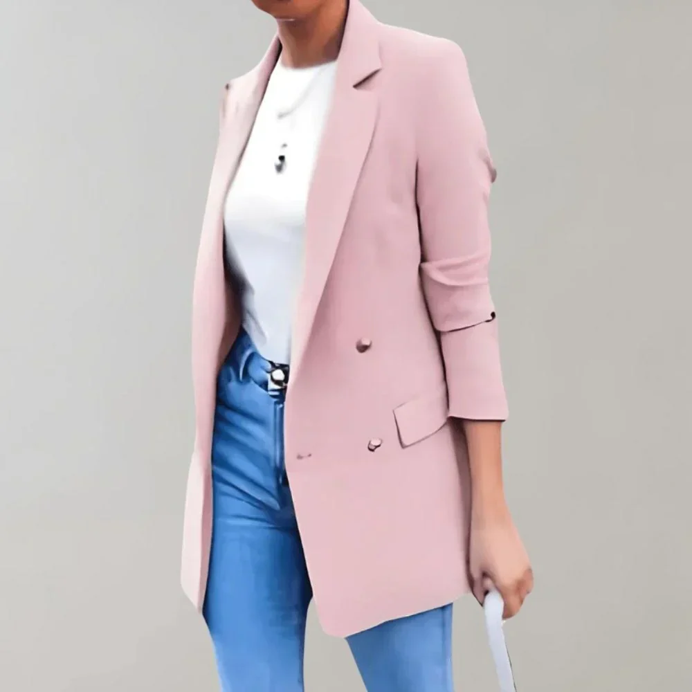 Ladies Blazer - Double Breasted - Fitted Model - 3/4 Sleeve - Notched Lapel - Image 6