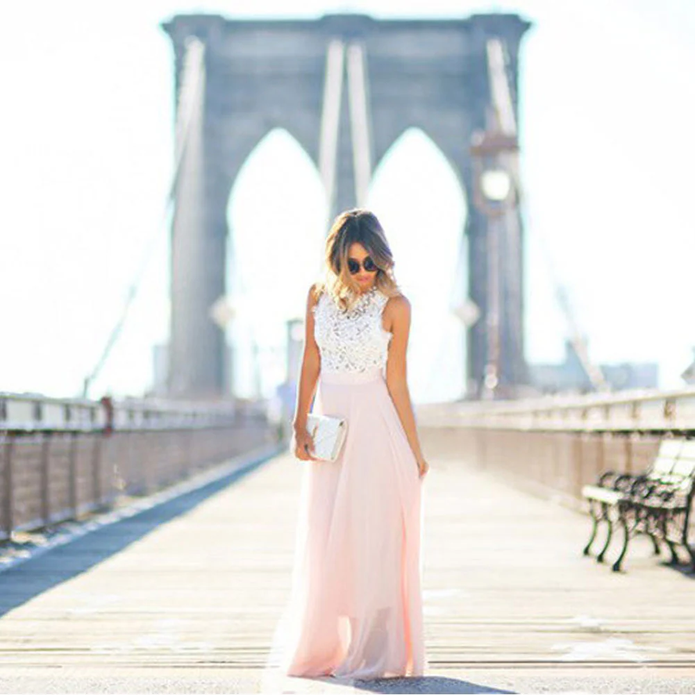 Ladies Maxi Dress - Sleeveless Design - Lace Bodice - Airy Flowing Fit - Image 3