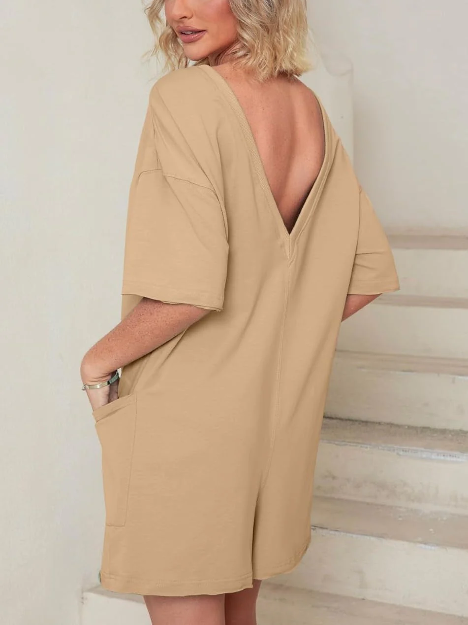 Women's T-shirt Dress – Oversized Fit – Short Sleeves – With Pockets – Comfort Style - Image 4